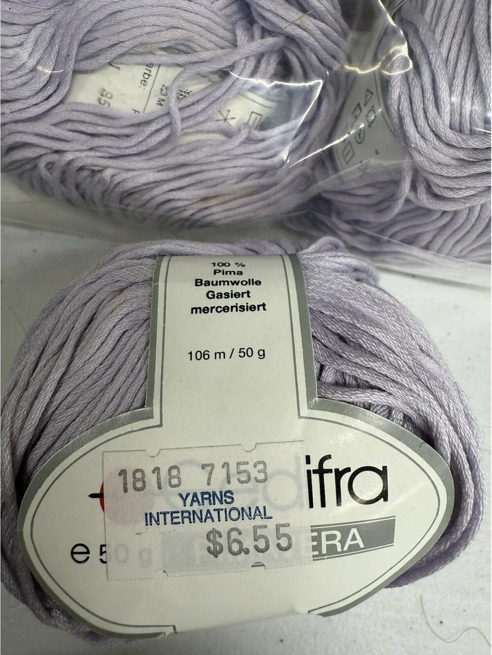 Gedifra Pimavera Yarn 100% Cotton Shade 701 Purple 3 Skein Lot